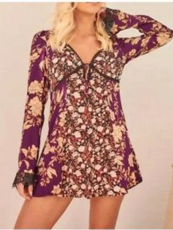 Free People Dresses & Skirts - FREE PEOPLE Odette Floral Long Sleeve Tunic Mino Dress New Large